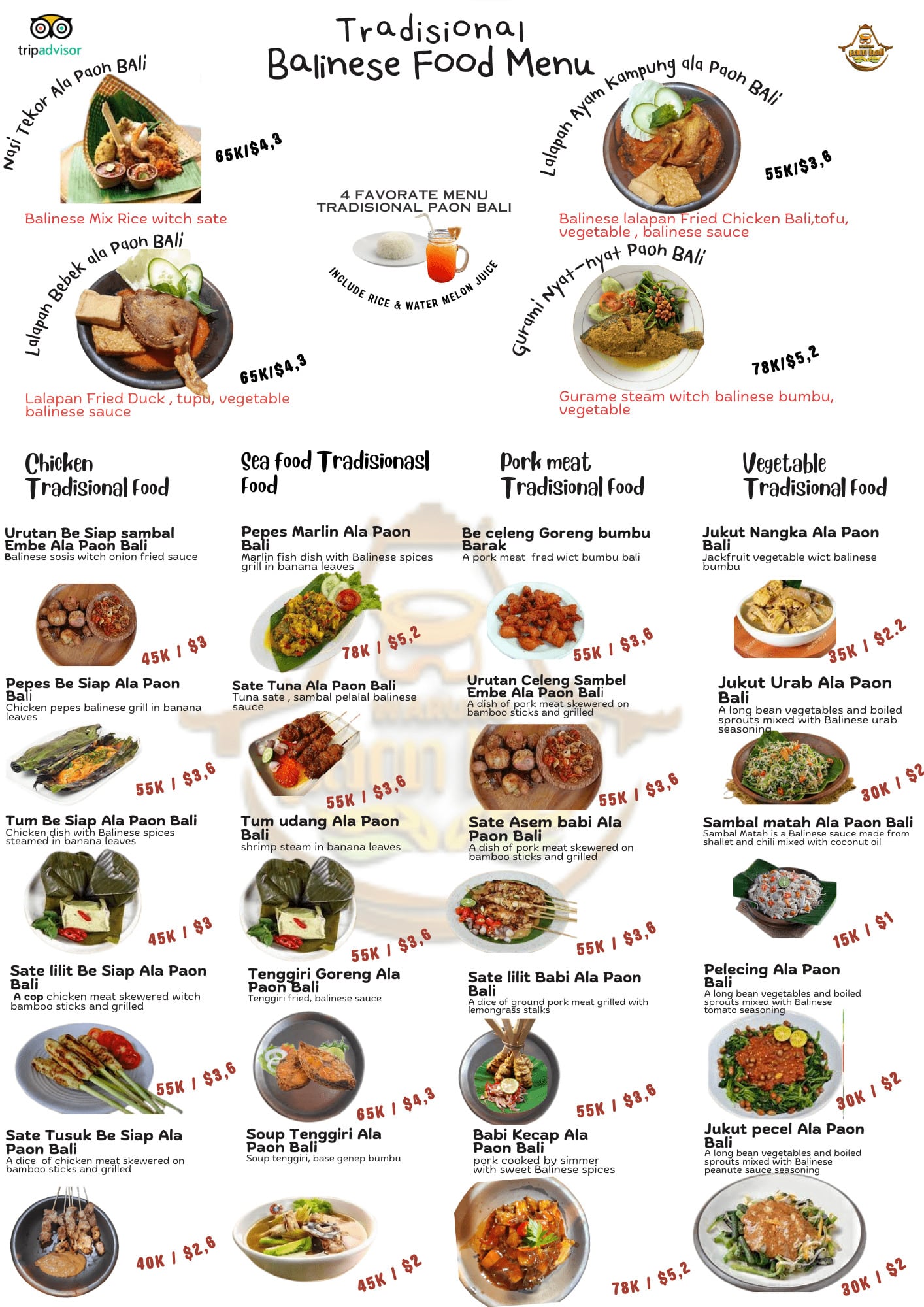bali menu